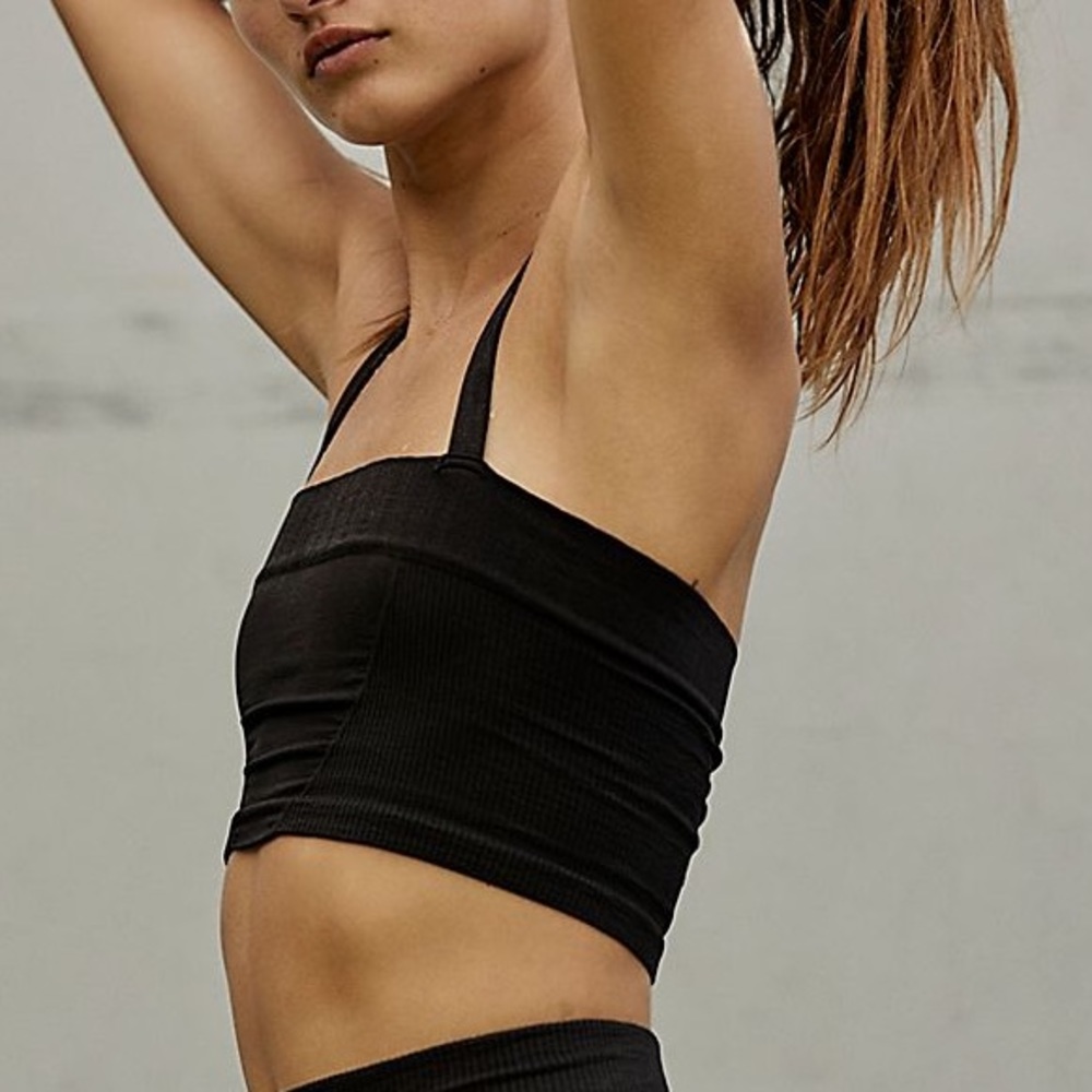 Good karma halter crop tank- seamless active bra